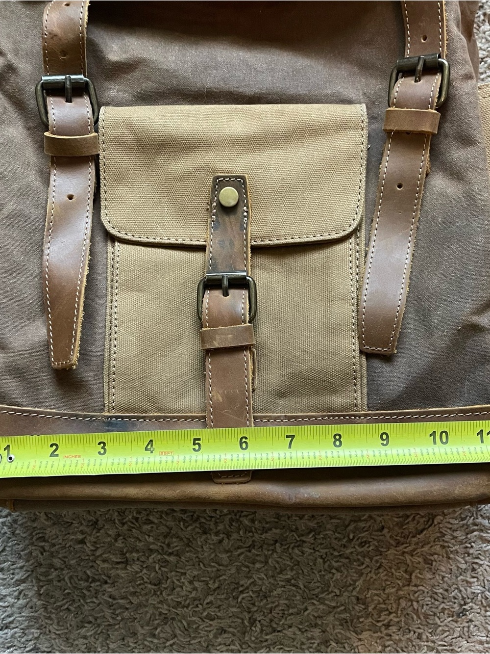 Waxed Canvas & Leather Retro School Backpack Rucksack Travel Hiking Laptop - Picture 4 of 15